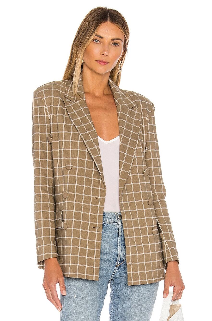 Lovers + Friends Kyrie Olive Plaid Blazer